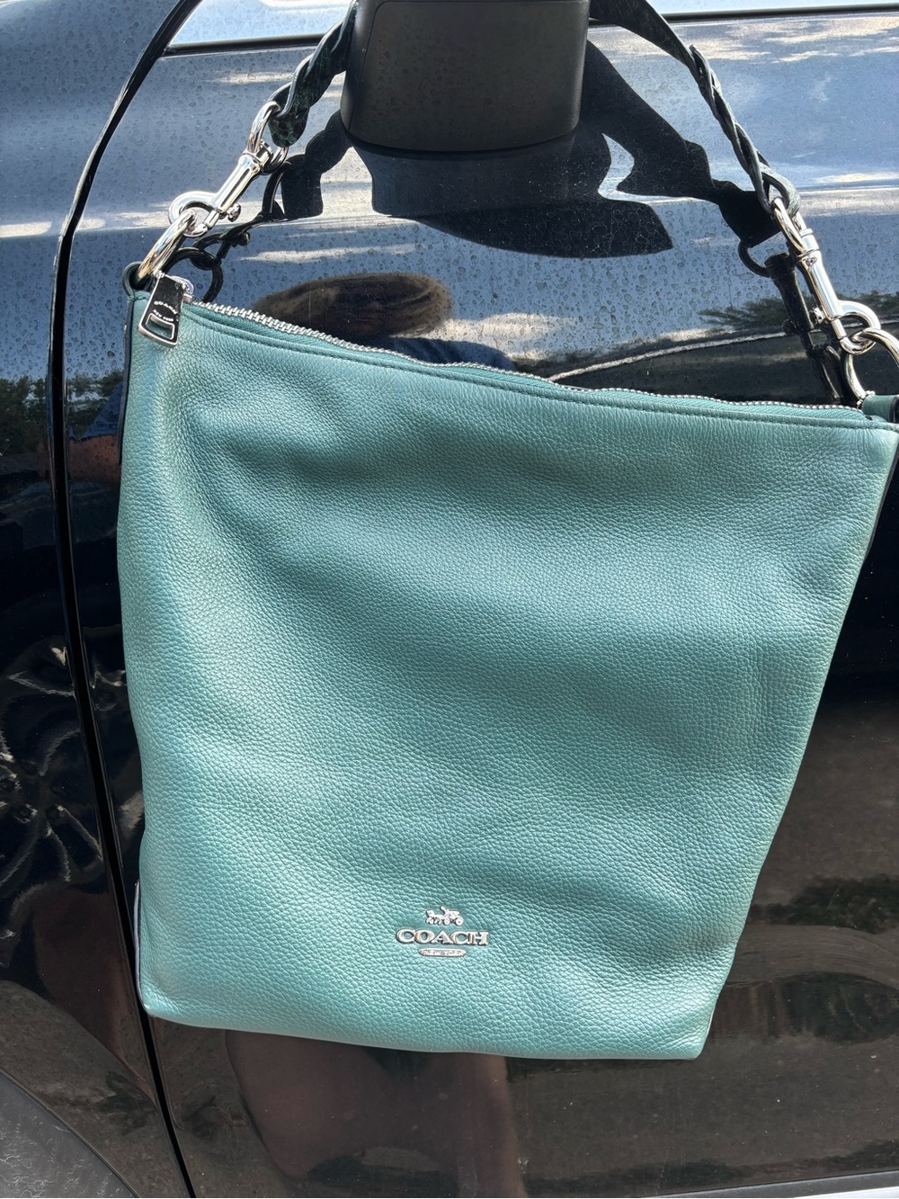 Coach Abby 91102 Emerald Green Pebbled Leather Hobo Shoulder Crossbody Bag